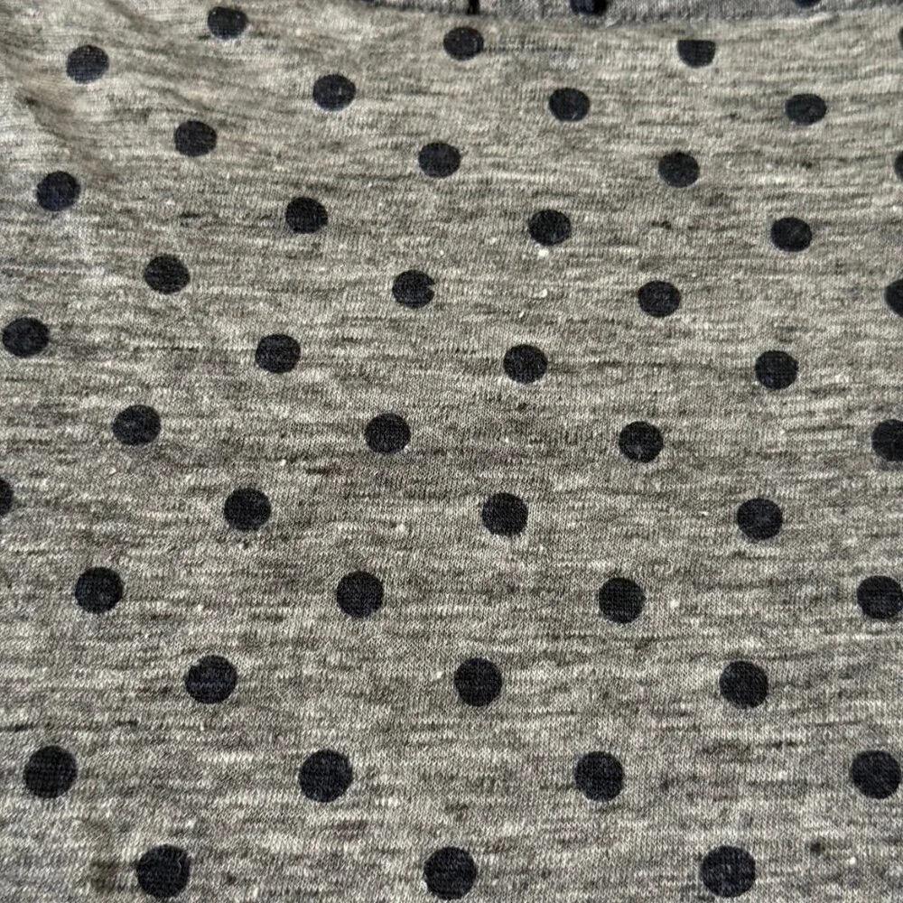 NWOT J Crew 100% Linen Polka Dot 3/4 Sleeve Baseball Tee Shirt Blue/Gray- Medium - Picture 3 of 5